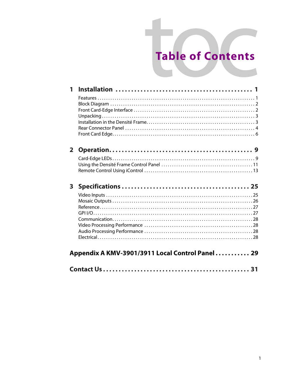 Grass Valley KMV-3901 Installation v.7.70 User Manual | Page 5 / 37