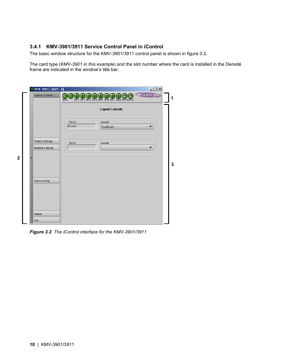 1 kmv-3901/3911 service control panel in icontrol | Grass Valley KMV-3901 Jul 30 2012 User Manual | Page 14 / 25