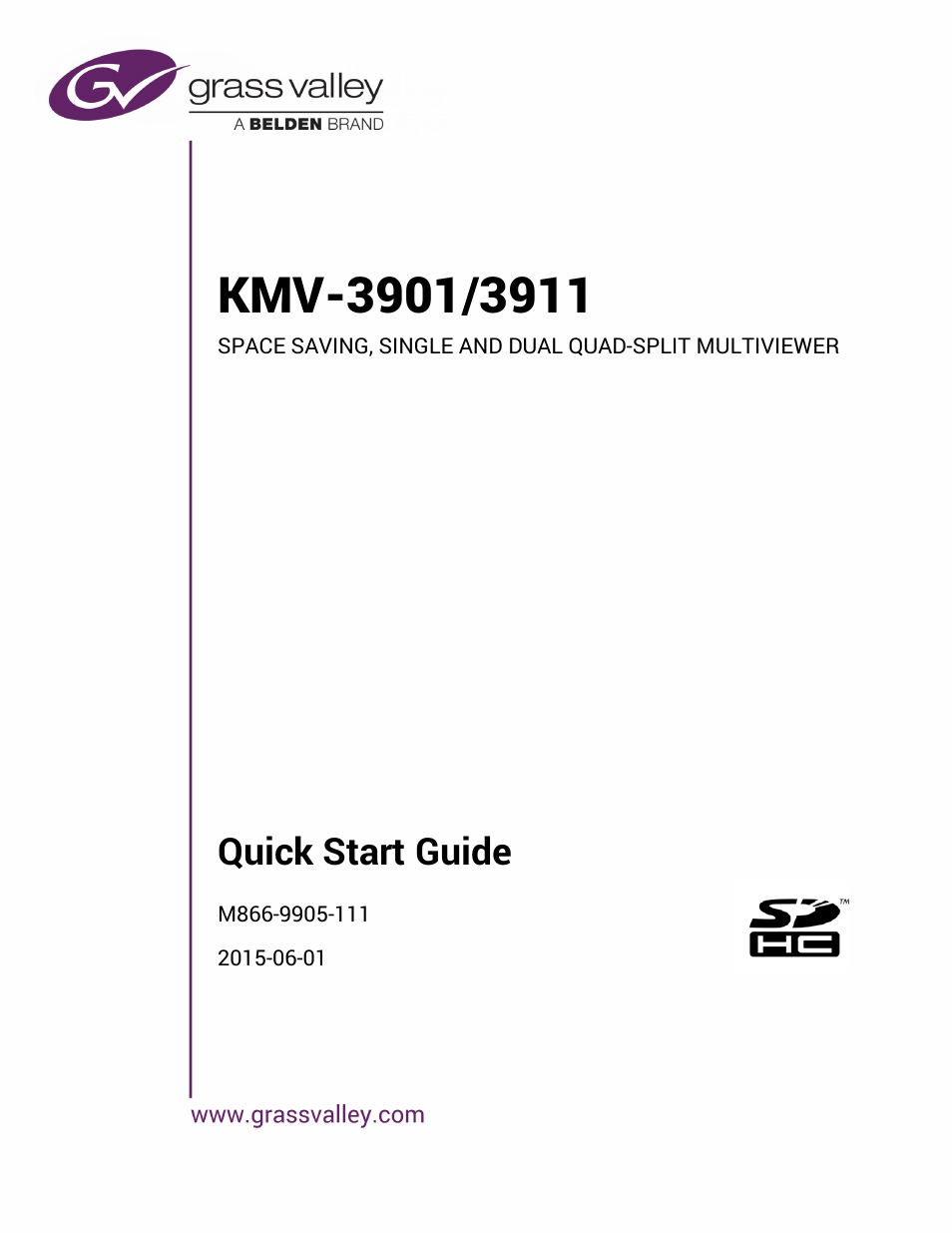 Grass Valley KMV-3901 Quick Start v.7.80 User Manual | 29 pages