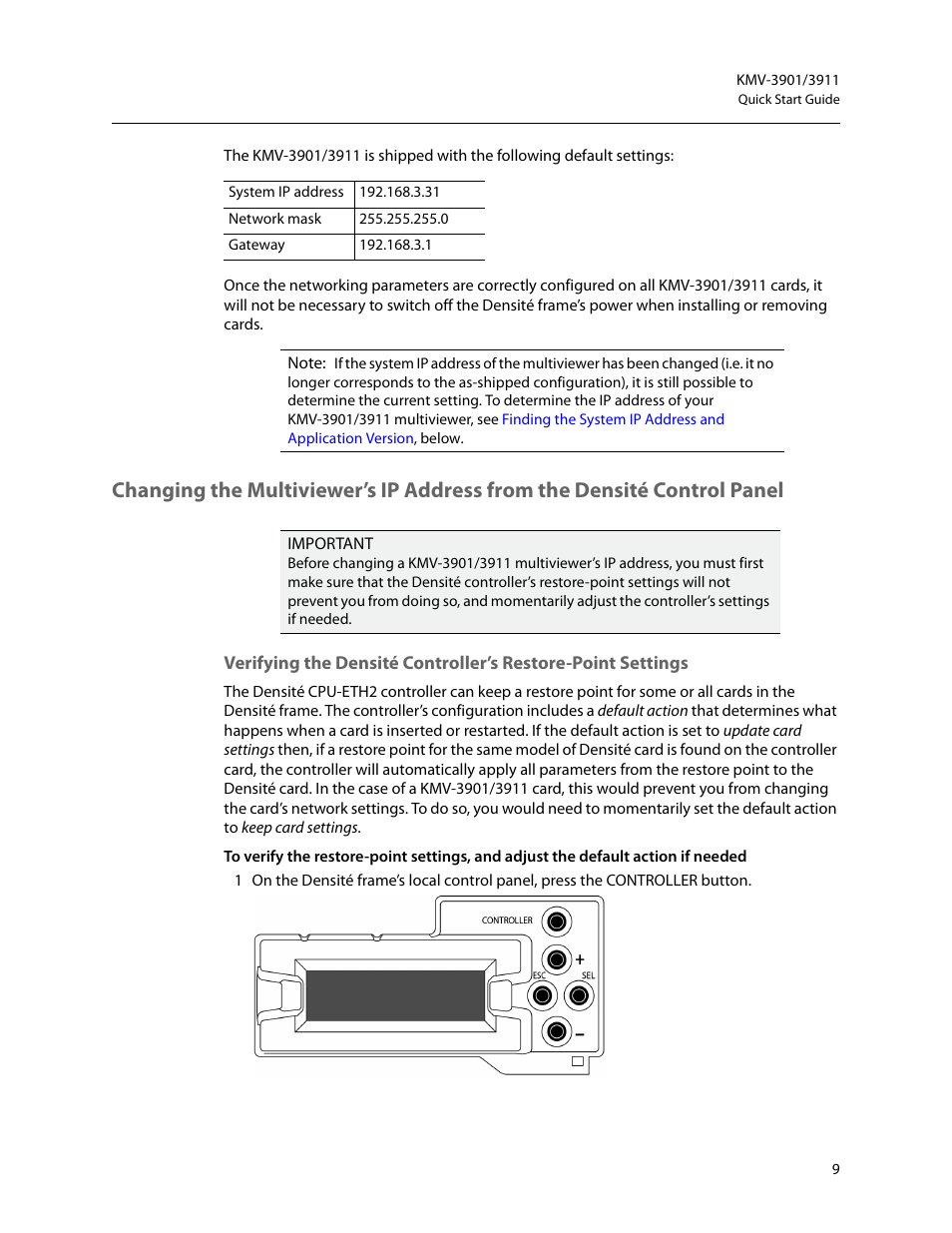 Grass Valley KMV-3901 Quick Start v.7.80 User Manual | Page 15 / 29