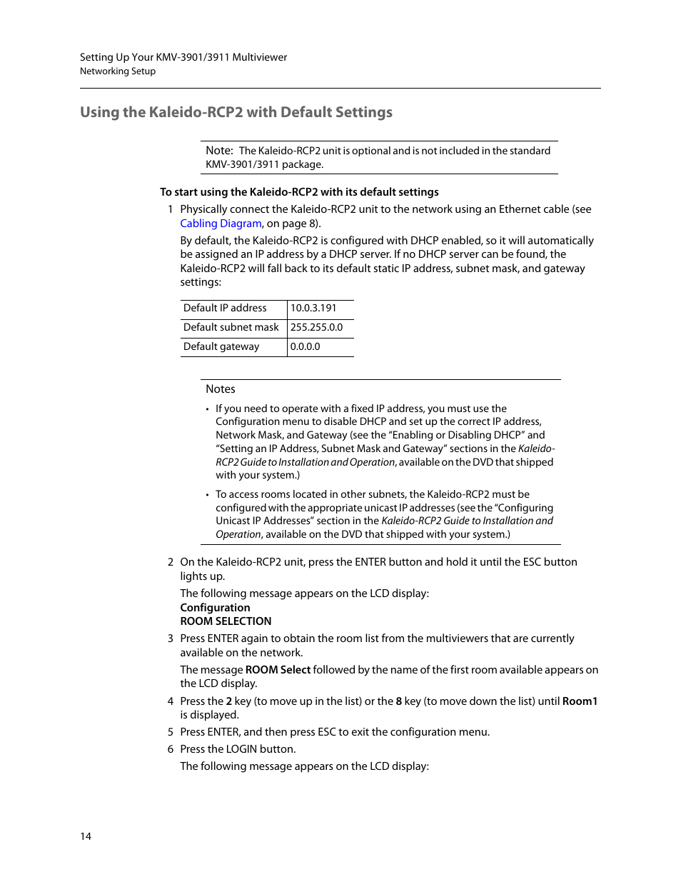 Using the kaleido-rcp2 with default settings | Grass Valley KMV-3901 Quick Start v.7.80 User Manual | Page 20 / 29