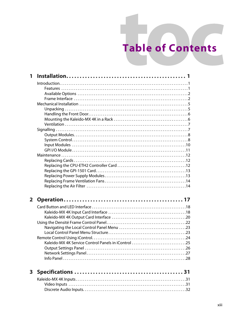 Grass Valley Kaleido-MX 4K (1RU) v.7.80 User Manual | Page 13 / 51