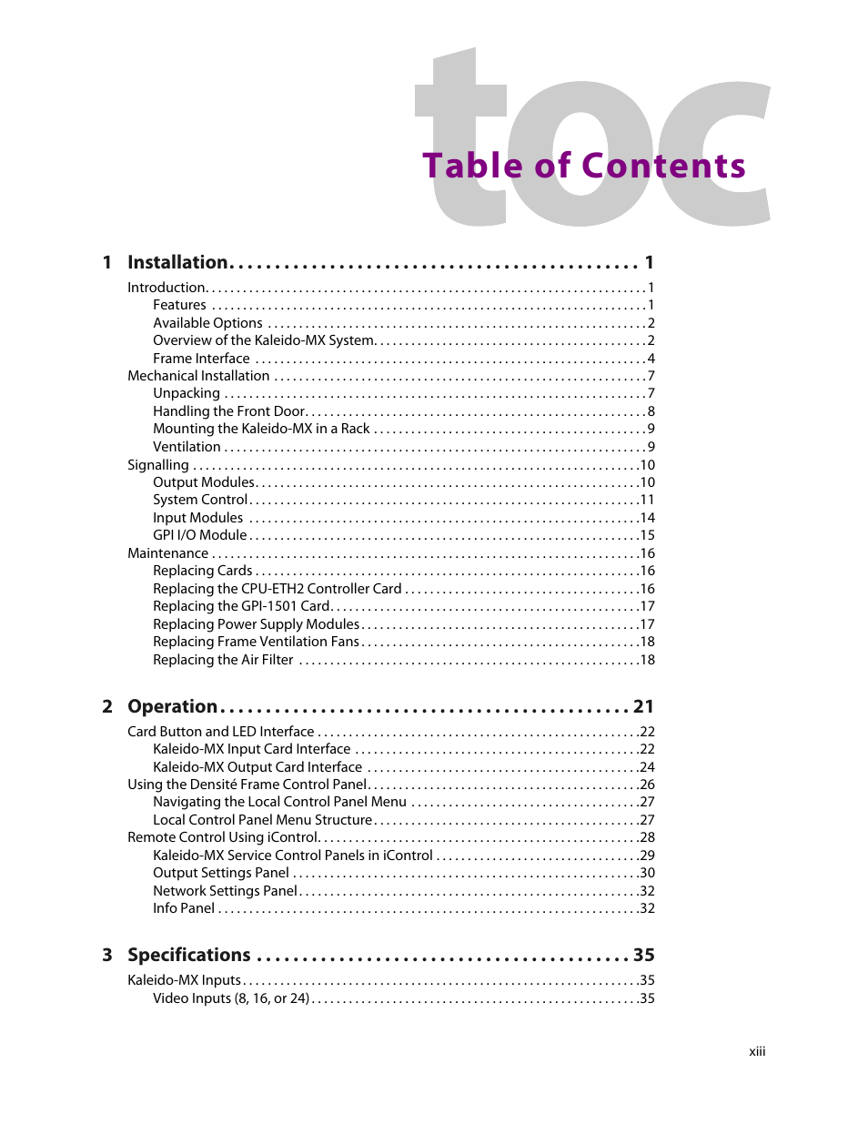 Grass Valley Kaleido-MX (1RU) v.7.80 User Manual | Page 13 / 55