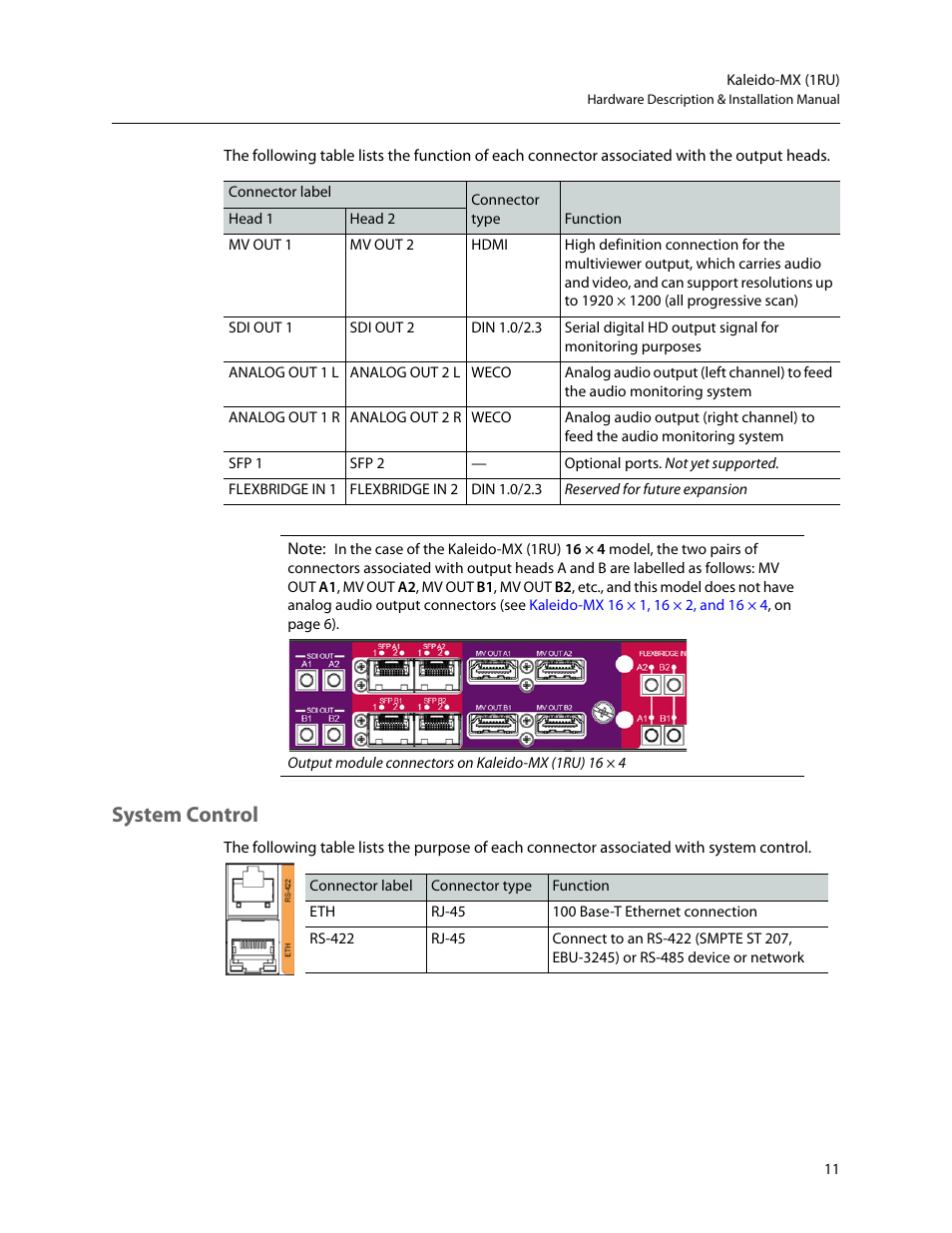 System control | Grass Valley Kaleido-MX (1RU) v.7.80 User Manual | Page 25 / 55