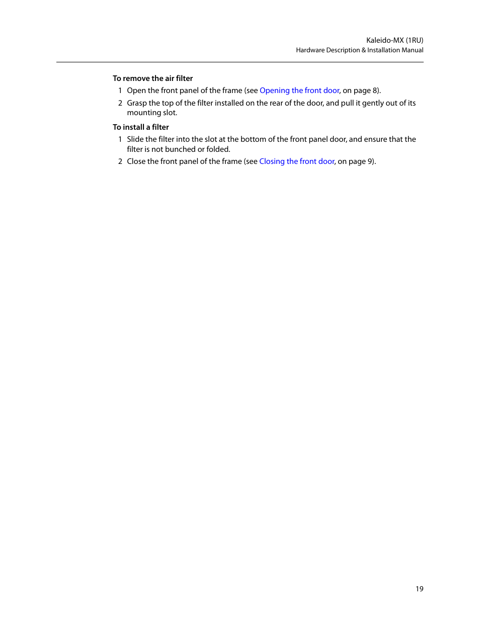 Grass Valley Kaleido-MX (1RU) v.7.80 User Manual | Page 33 / 55