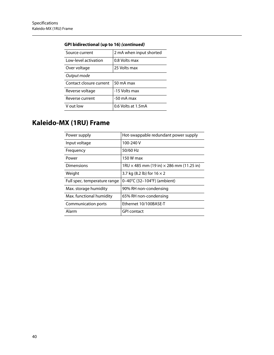 Kaleido-mx (1ru) frame | Grass Valley Kaleido-MX (1RU) v.7.80 User Manual | Page 54 / 55