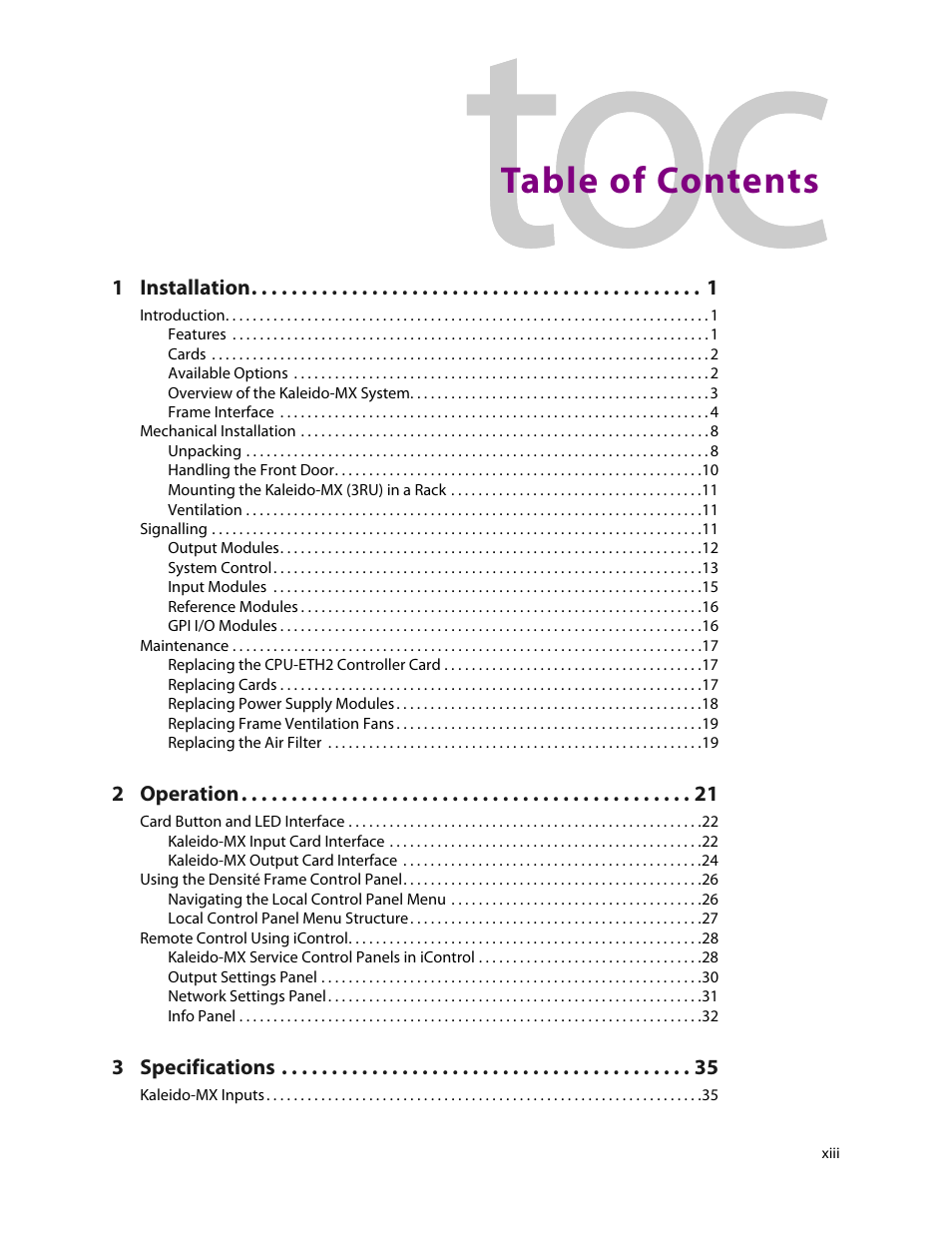 Grass Valley Kaleido-MX (3RU) v.7.80 User Manual | Page 13 / 55