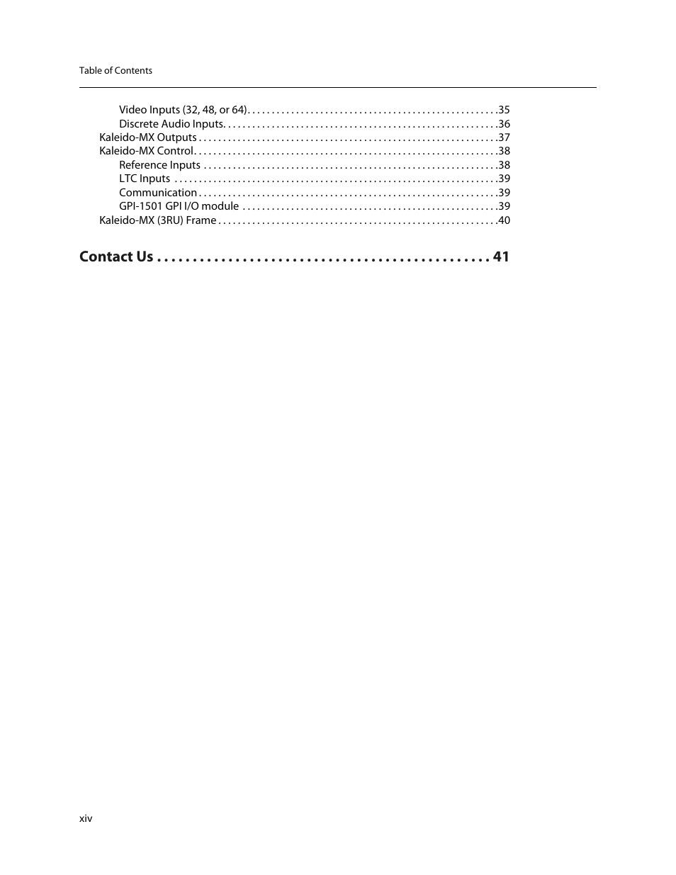 Contact us | Grass Valley Kaleido-MX (3RU) v.7.80 User Manual | Page 14 / 55