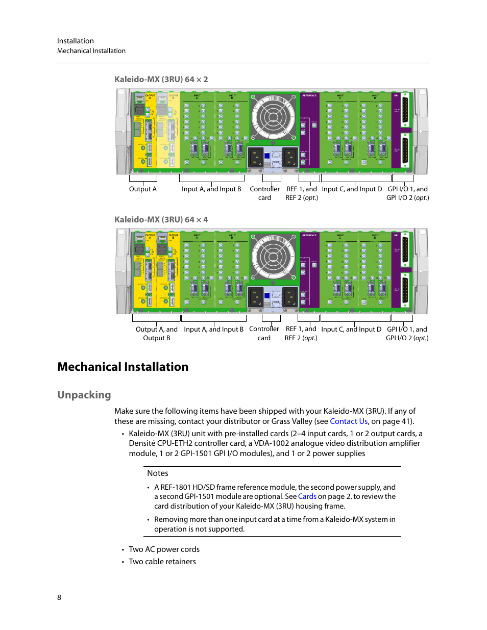 Mechanical installation, Unpacking | Grass Valley Kaleido-MX (3RU) v.7.80 User Manual | Page 22 / 55