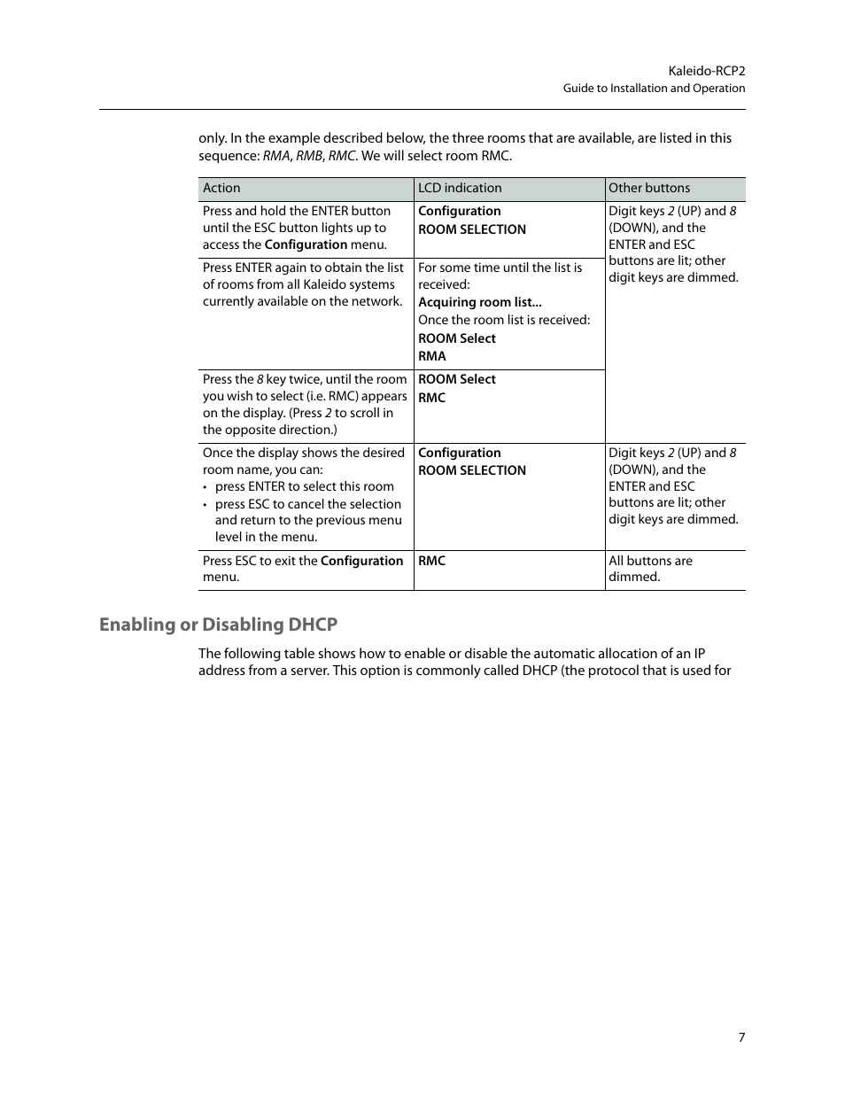 Enabling or disabling dhcp, Enabling or, Disabling dhcp | Grass Valley Kaleido-RCP2 Dec 16 2014 User Manual | Page 17 / 27