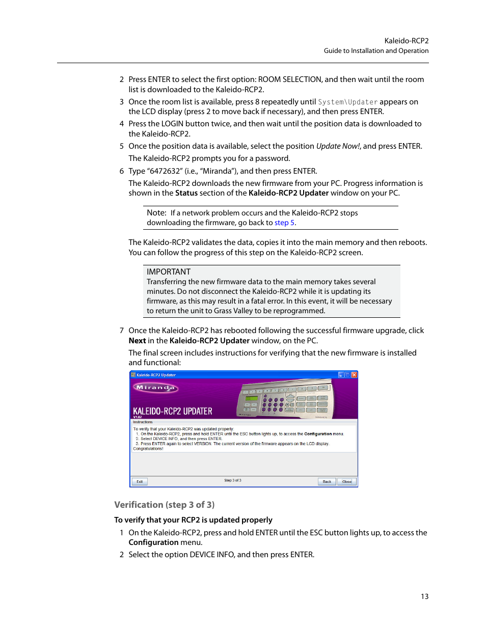Verification (step 3 of 3) | Grass Valley Kaleido-RCP2 Dec 16 2014 User Manual | Page 23 / 27
