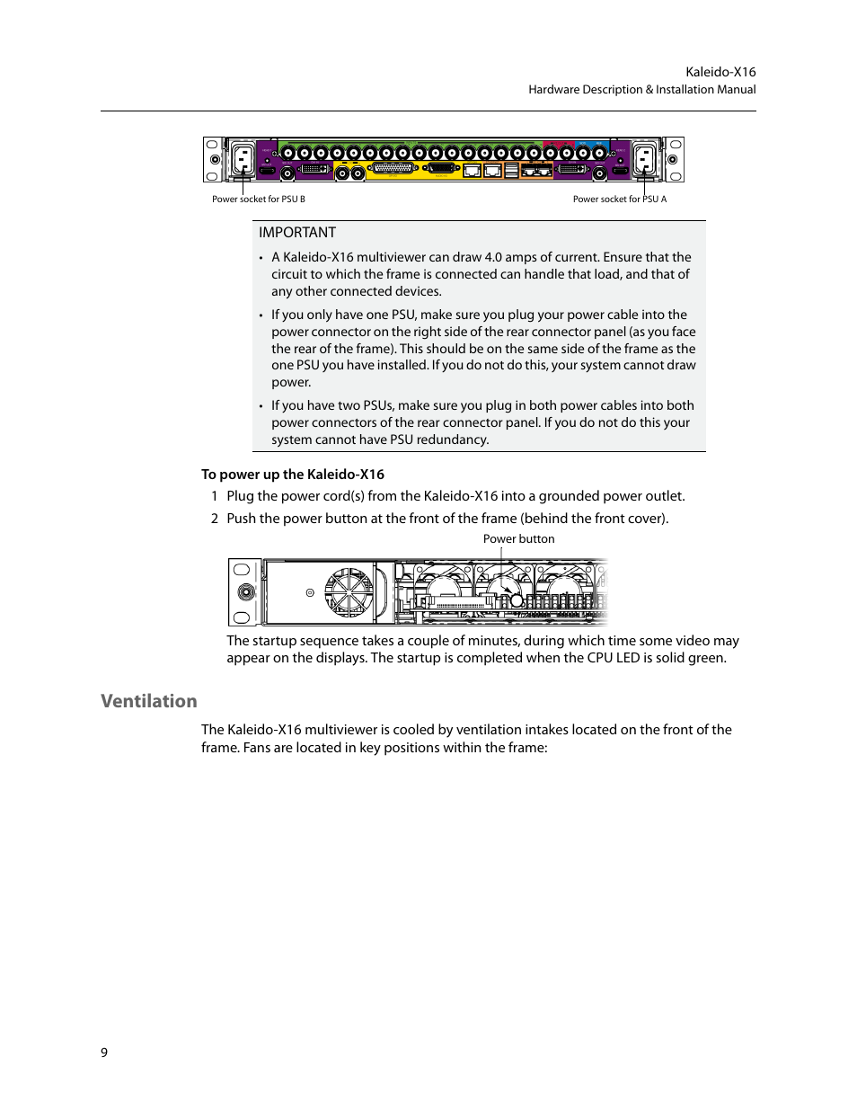 Ventilation | Grass Valley Kaleido-X16 Installation v.7.70 User Manual | Page 21 / 45