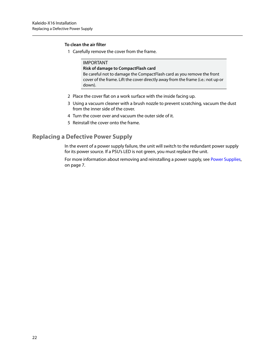 Replacing a defective power supply | Grass Valley Kaleido-X16 Installation v.7.70 User Manual | Page 34 / 45