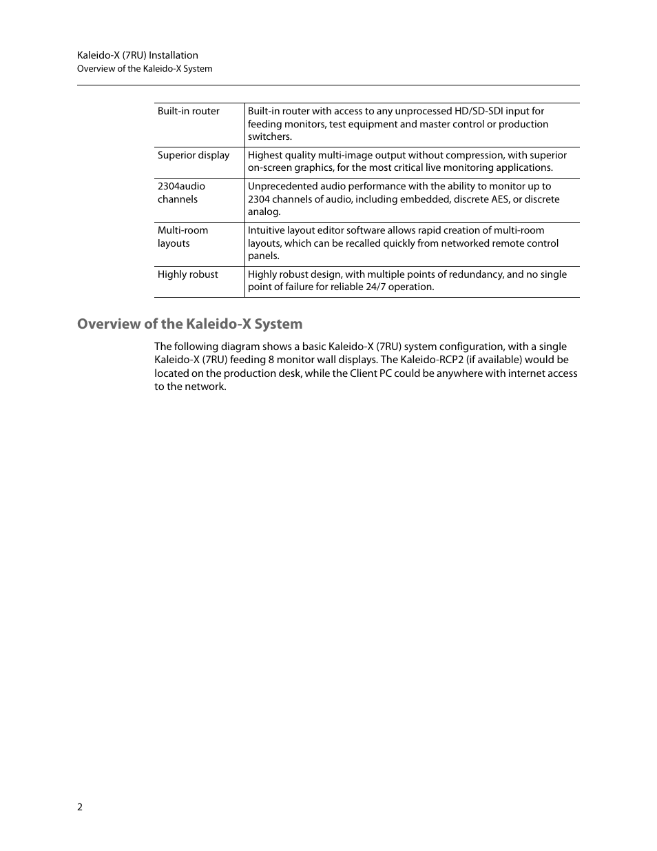 Overview of the kaleido-x system | Grass Valley Kaleido-X (7RU) v.7.70 User Manual | Page 14 / 97