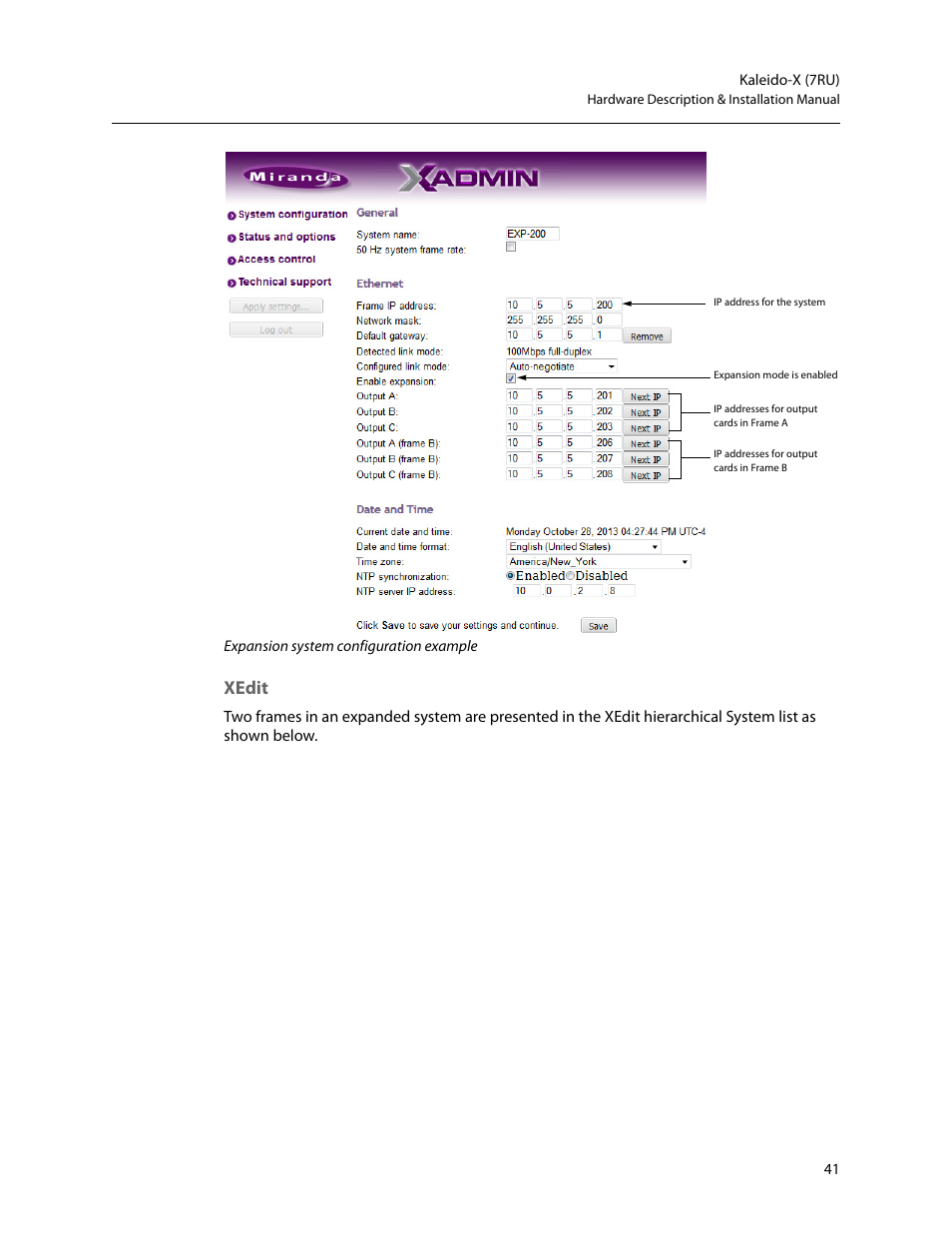 Xedit | Grass Valley Kaleido-X (7RU) v.7.70 User Manual | Page 53 / 97