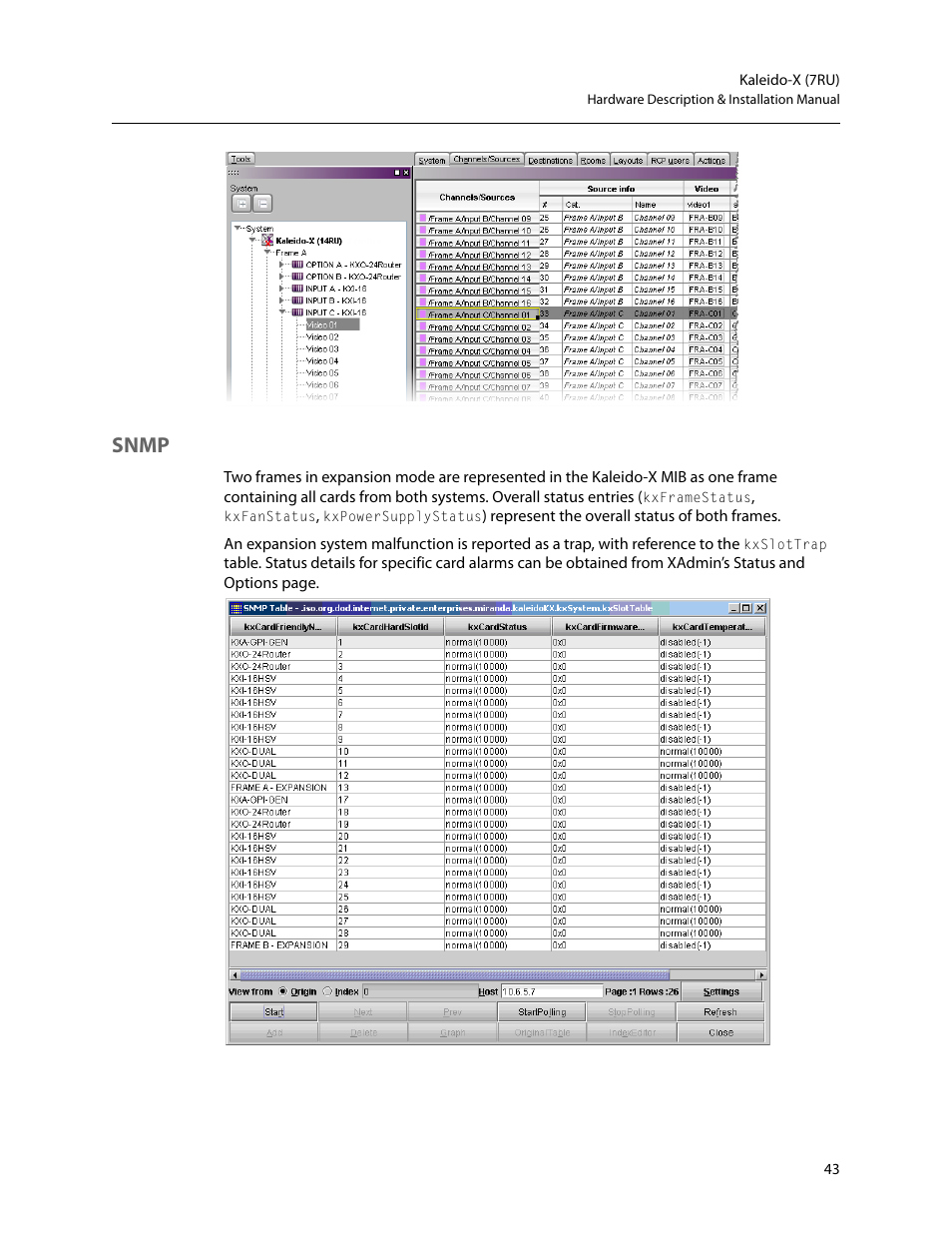 Snmp | Grass Valley Kaleido-X (7RU) v.7.70 User Manual | Page 55 / 97