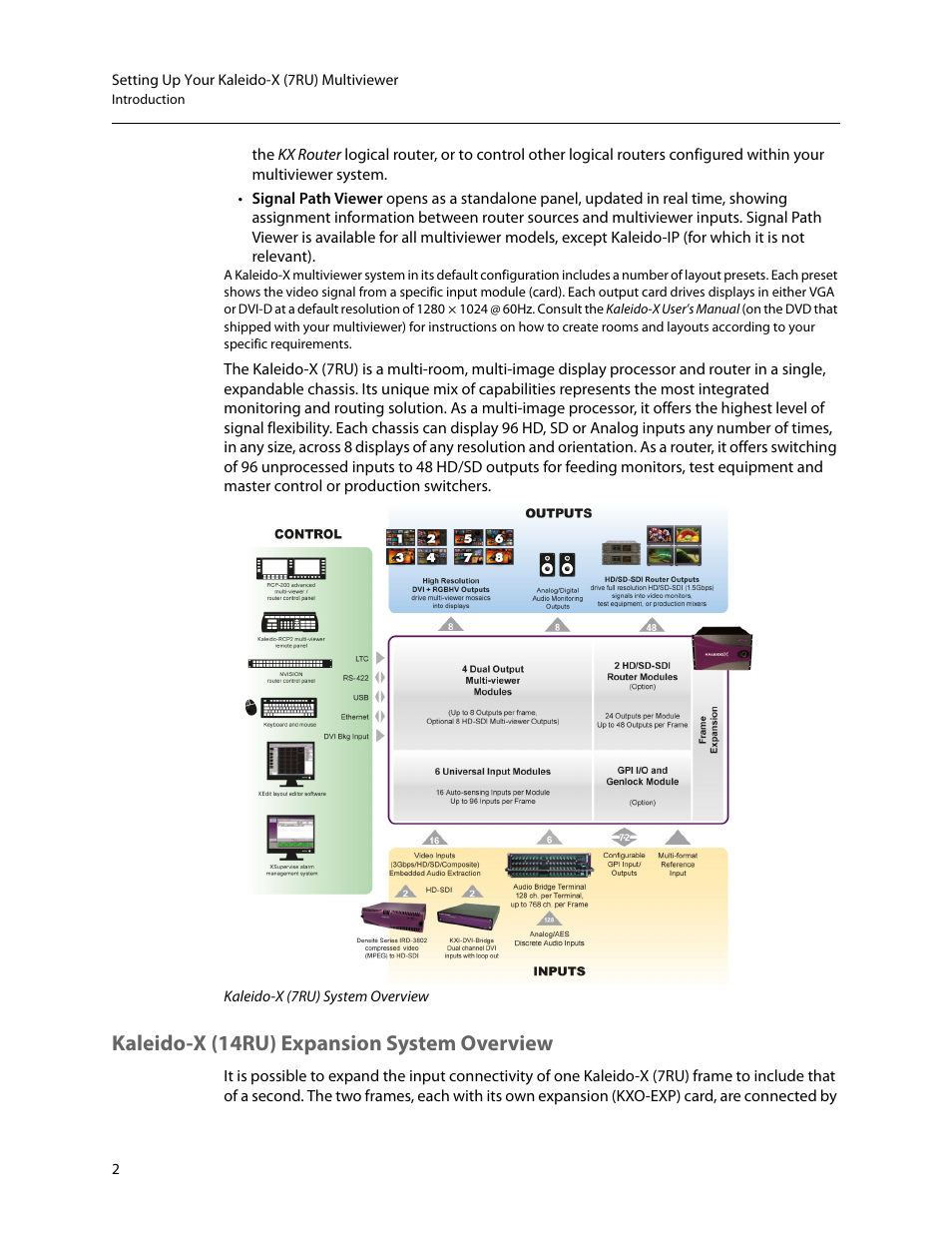 Kaleido-x (14ru) expansion system overview | Grass Valley Kaleido-X (7RU) Quick v.7.80 User Manual | Page 14 / 41