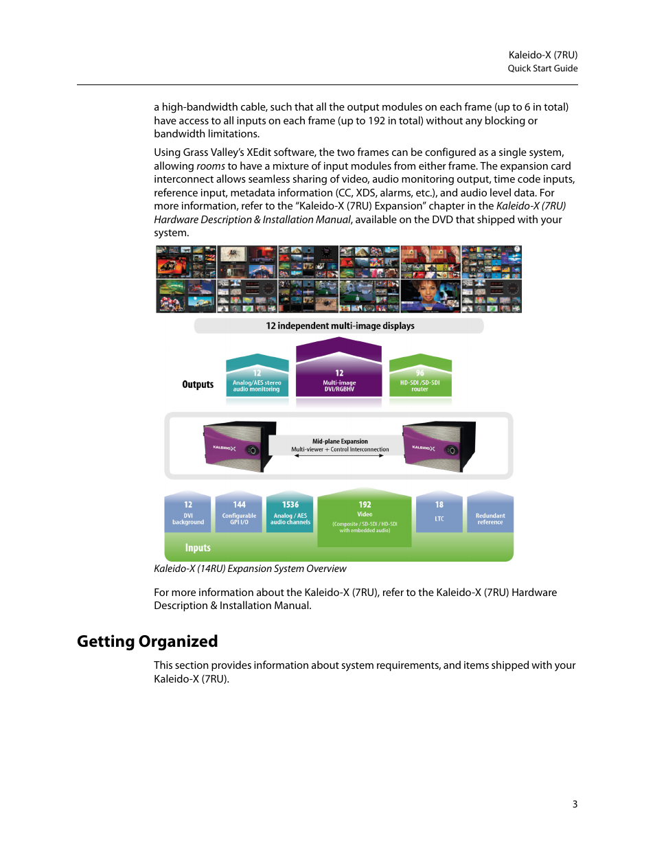 Getting organized | Grass Valley Kaleido-X (7RU) Quick v.7.80 User Manual | Page 15 / 41