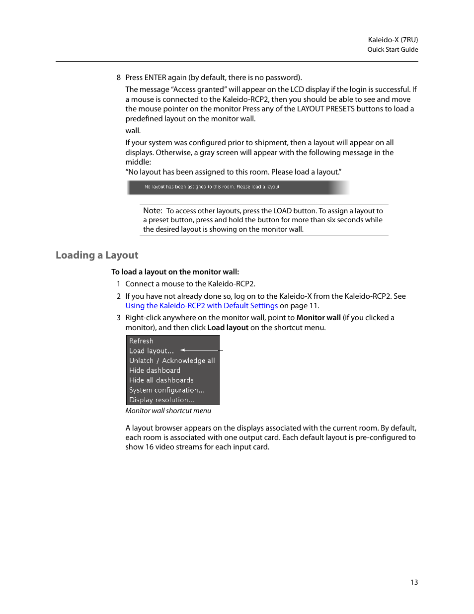 Loading a layout | Grass Valley Kaleido-X (7RU) Quick v.7.80 User Manual | Page 25 / 41