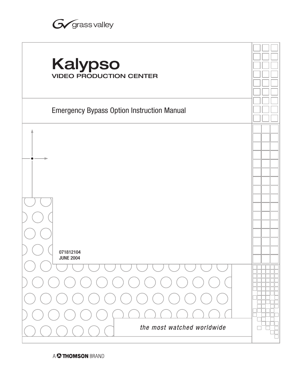 Grass Valley Kalypso Emergency Bypass Option User Manual | 32 pages