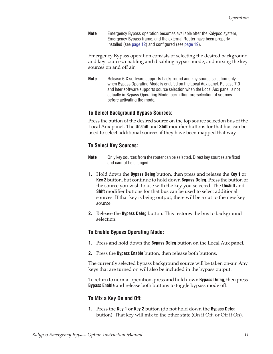 Grass Valley Kalypso Emergency Bypass Option User Manual | Page 11 / 32