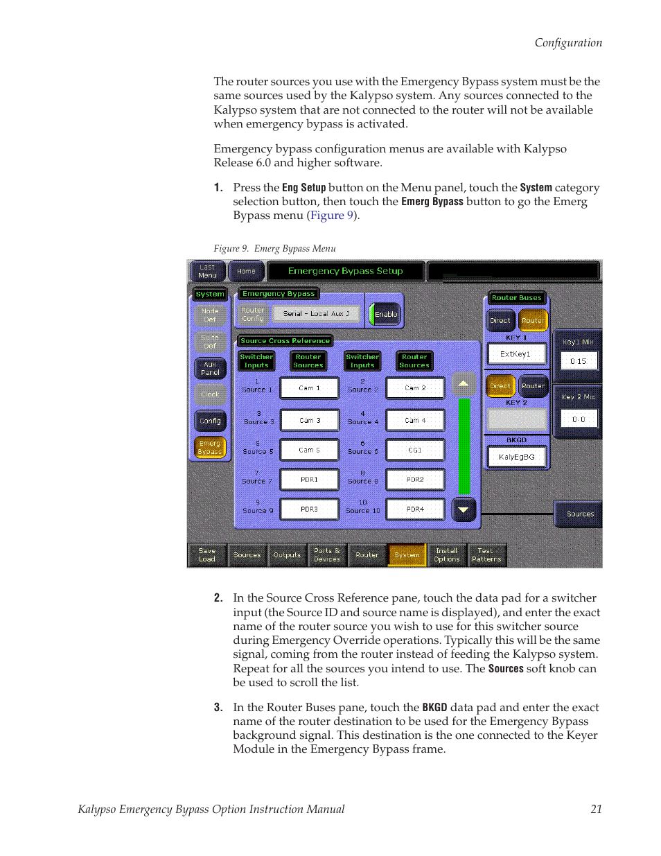 Grass Valley Kalypso Emergency Bypass Option User Manual | Page 21 / 32