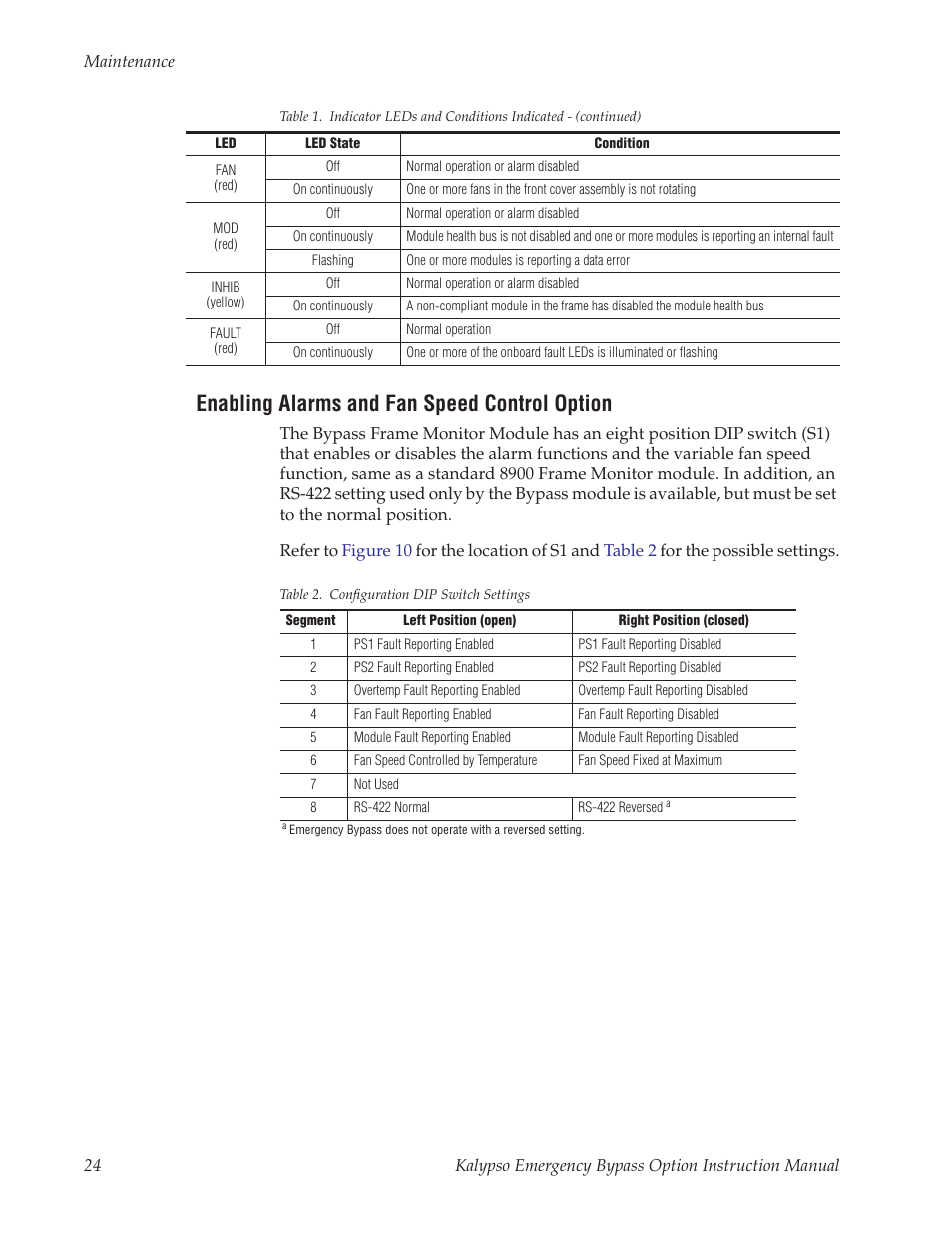 Enabling alarms and fan speed control option | Grass Valley Kalypso Emergency Bypass Option User Manual | Page 24 / 32