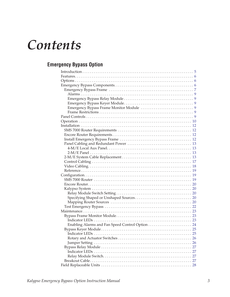 Grass Valley Kalypso Emergency Bypass Option User Manual | Page 3 / 32