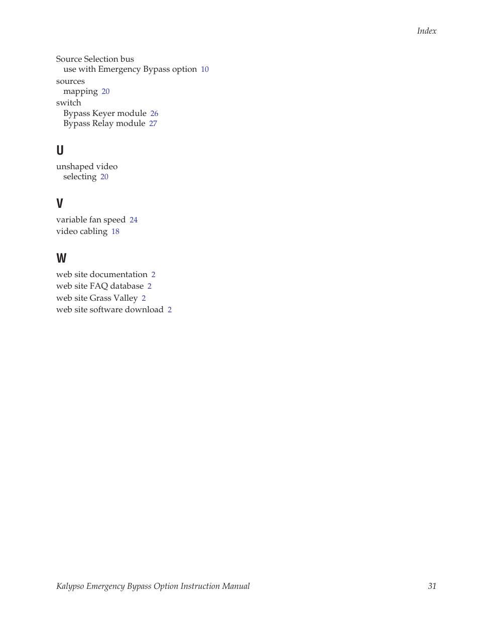 Grass Valley Kalypso Emergency Bypass Option User Manual | Page 31 / 32