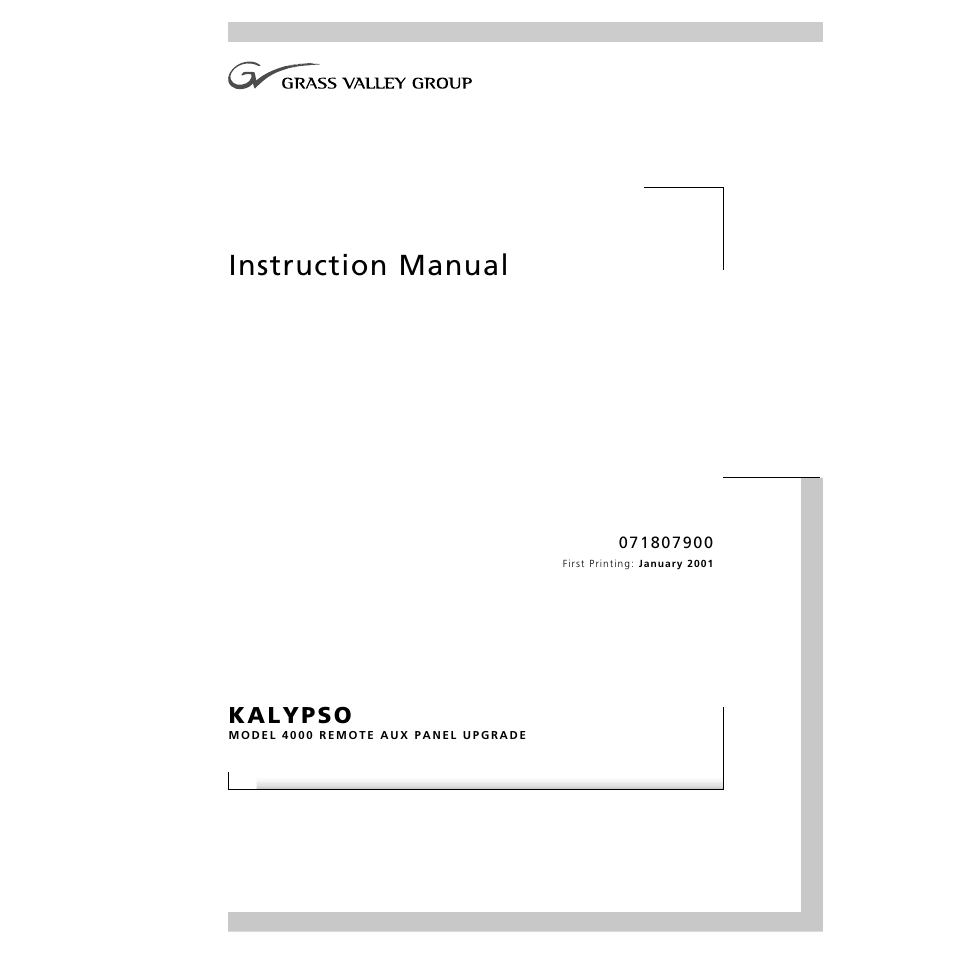 Grass Valley 4000 Remote Aux Panel User Manual | 10 pages