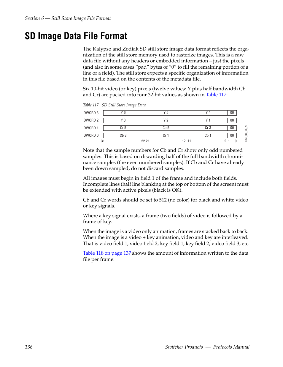 Sd image data file format | Grass Valley Switcher Products User Manual | Page 136 / 152