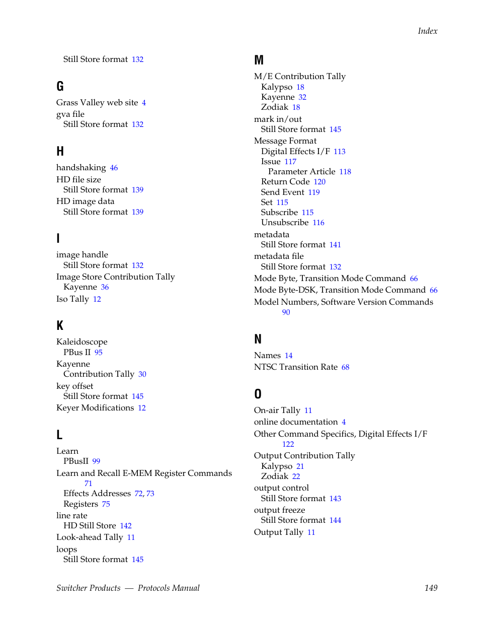 Grass Valley Switcher Products User Manual | Page 149 / 152