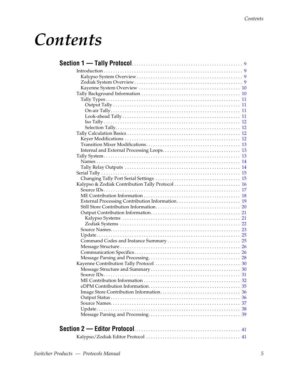 Grass Valley Switcher Products User Manual | Page 5 / 152