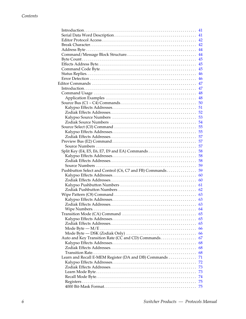 Grass Valley Switcher Products User Manual | Page 6 / 152
