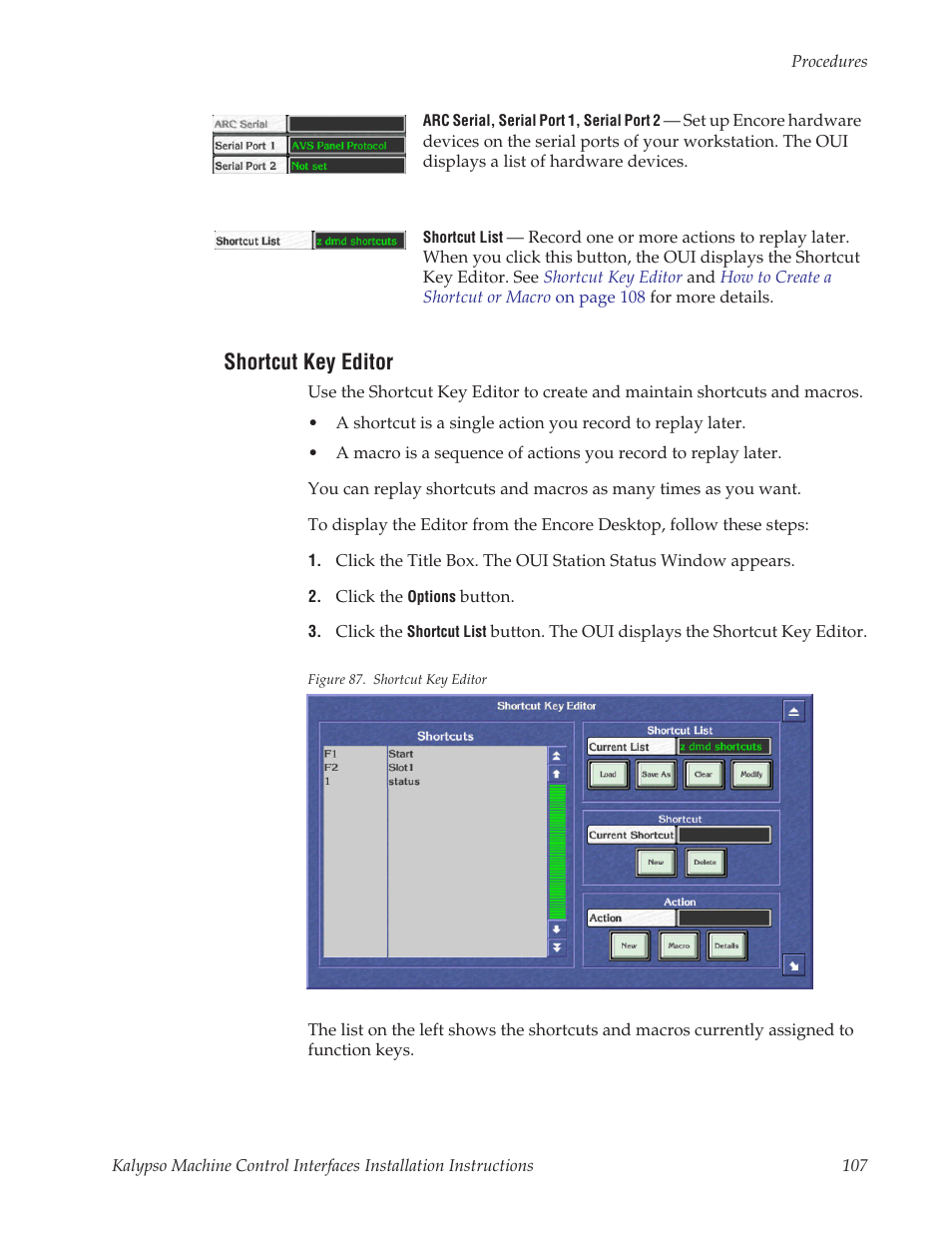 Shortcut key editor | Grass Valley Machine Control Interfaces V.12.0 User Manual | Page 107 / 136