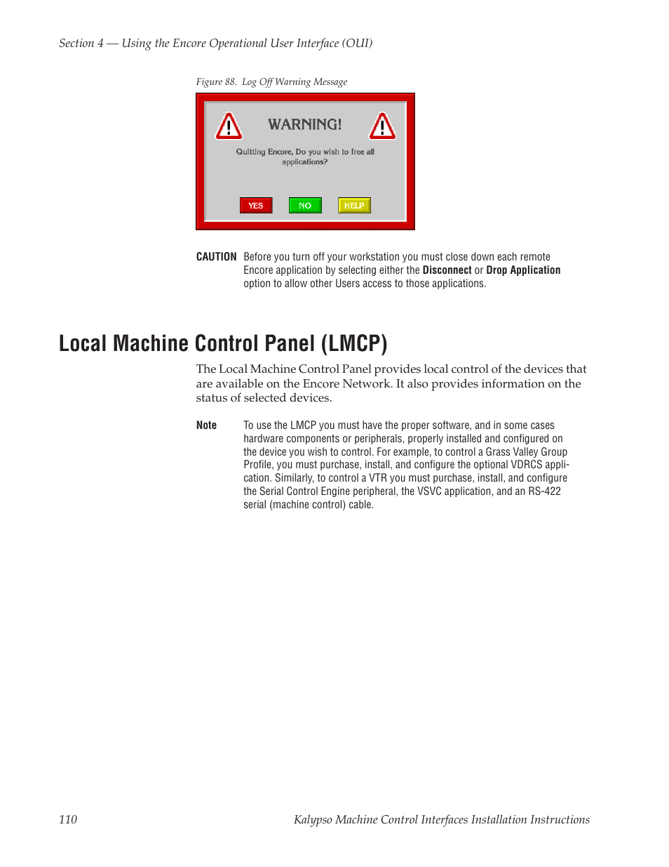 Local machine control panel (lmcp) | Grass Valley Machine Control Interfaces V.12.0 User Manual | Page 110 / 136