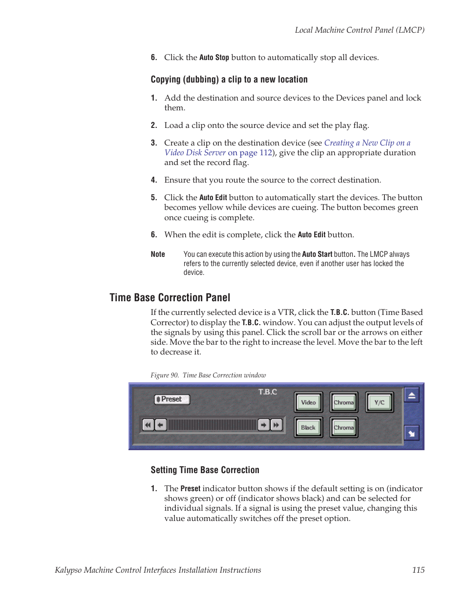Time base correction panel | Grass Valley Machine Control Interfaces V.12.0 User Manual | Page 115 / 136