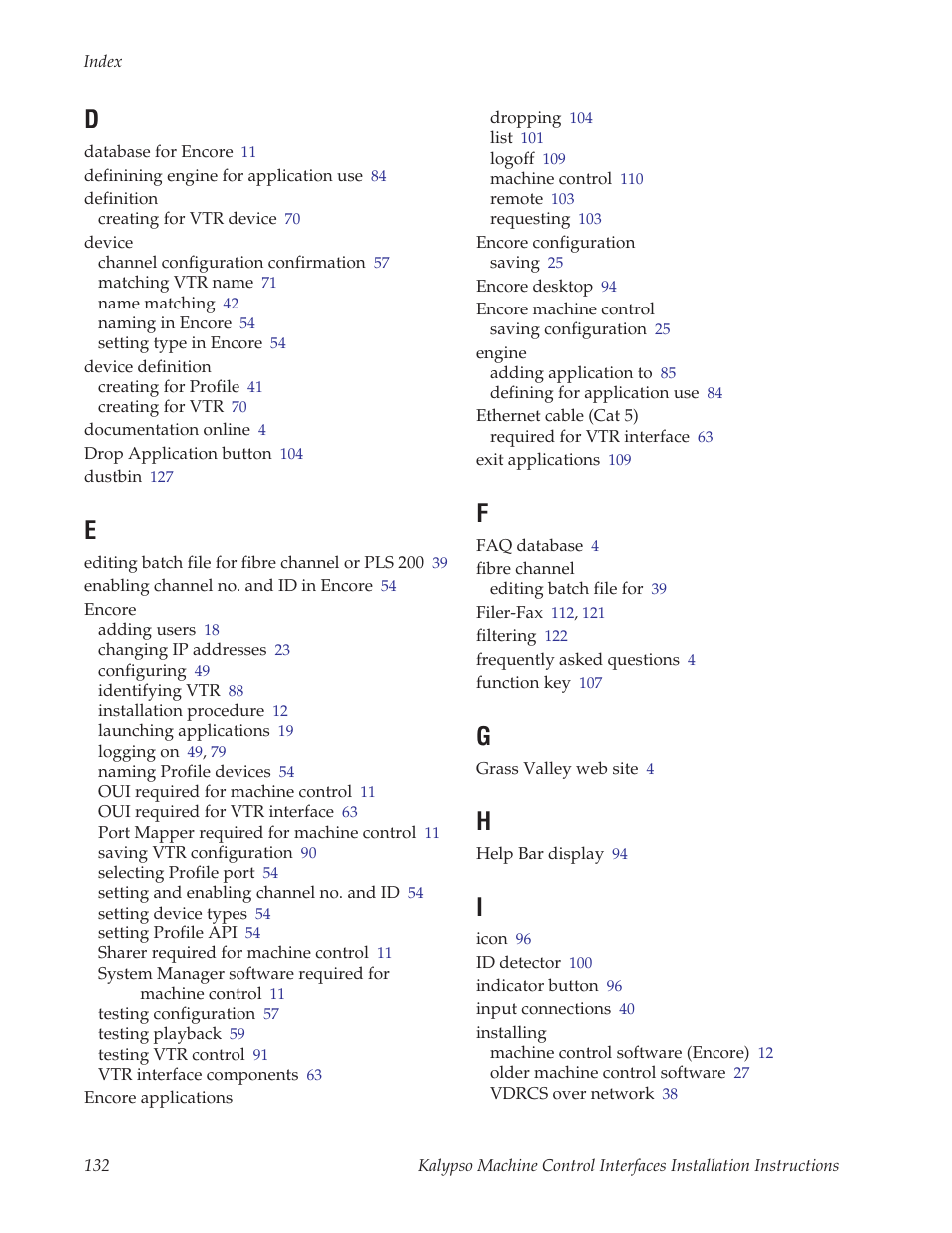 Grass Valley Machine Control Interfaces V.12.0 User Manual | Page 132 / 136