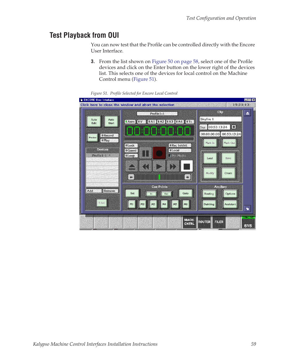 Test playback from oui, Test playback, From oui | Grass Valley Machine Control Interfaces V.12.0 User Manual | Page 59 / 136
