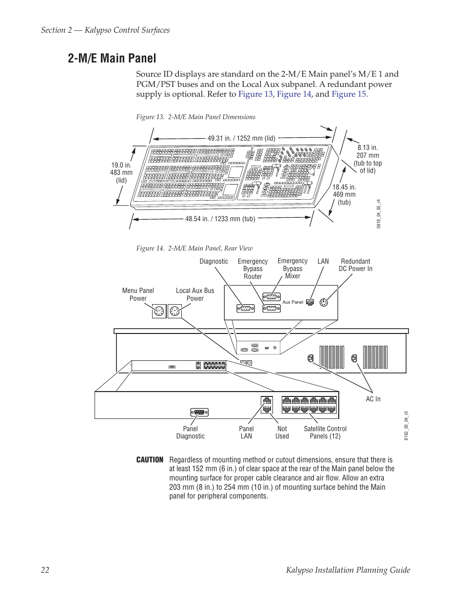 M/e main panel, M/e main panel, or 2-m/e main panel | Grass Valley Kalypso Installation Planning Guide User Manual | Page 22 / 88