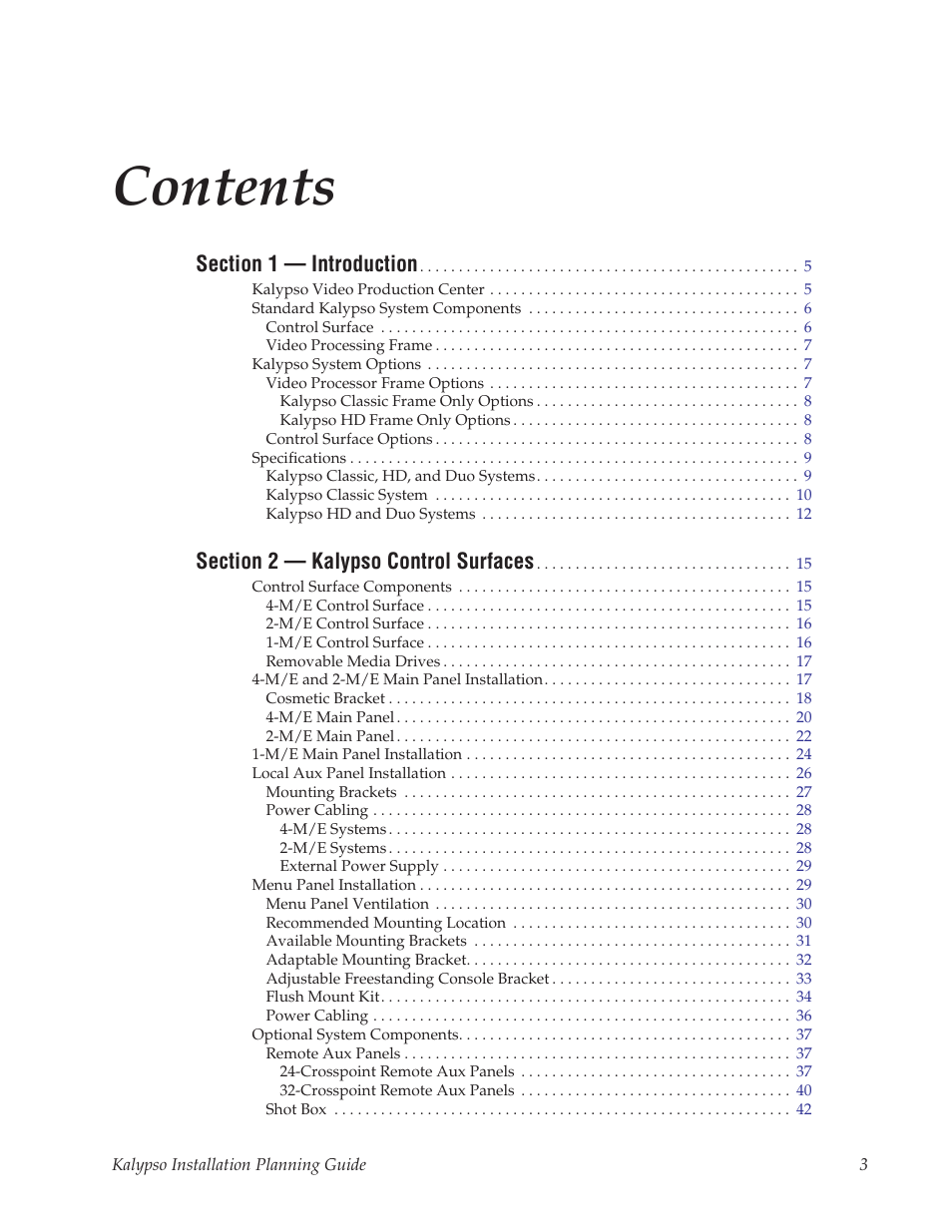 Grass Valley Kalypso Installation Planning Guide User Manual | Page 3 / 88