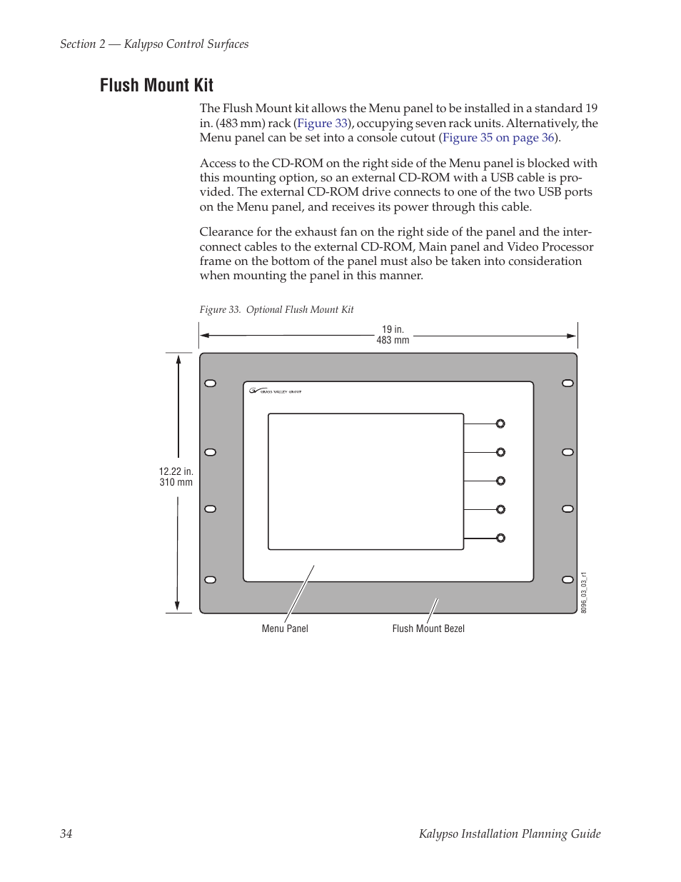 Flush mount kit | Grass Valley Kalypso Installation Planning Guide User Manual | Page 34 / 88
