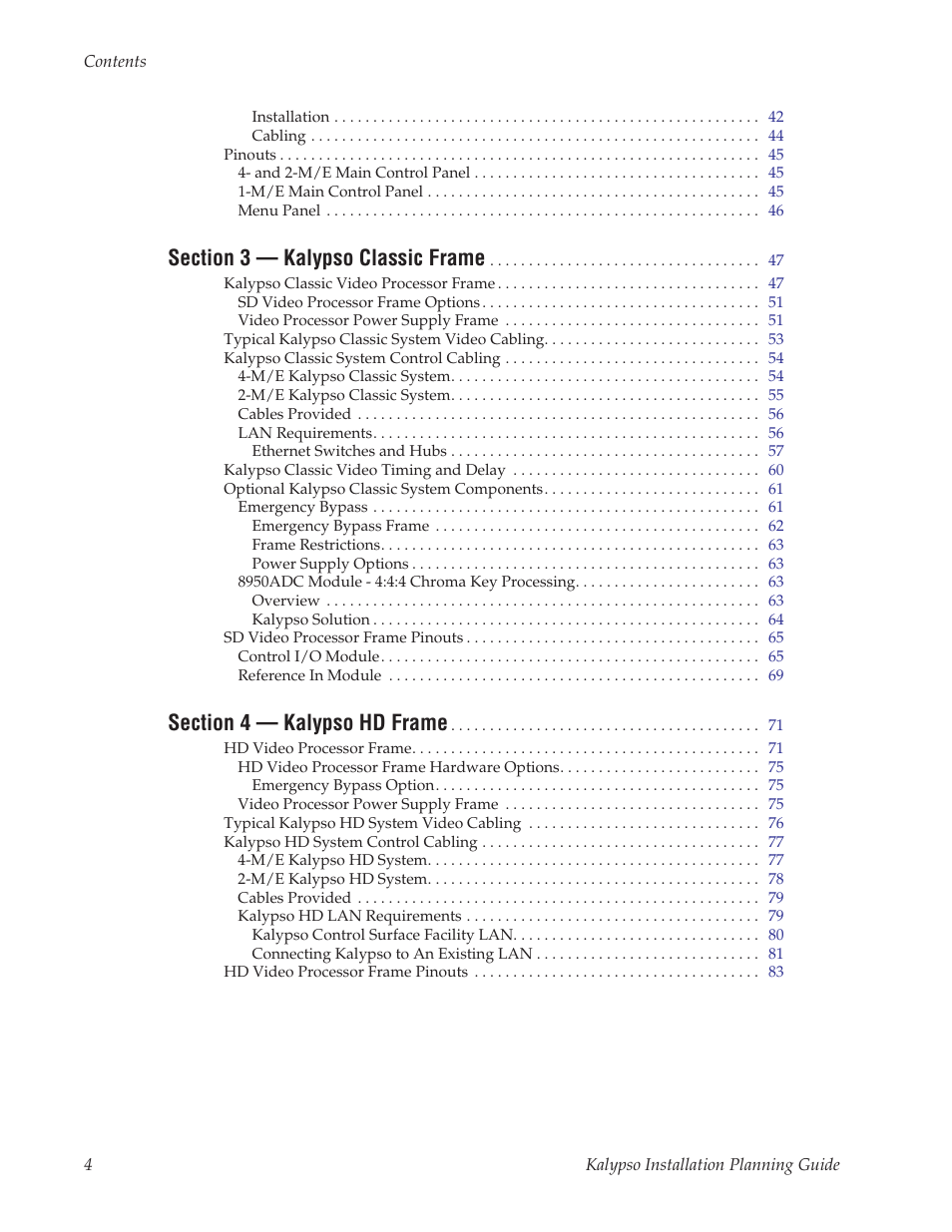 Grass Valley Kalypso Installation Planning Guide User Manual | Page 4 / 88