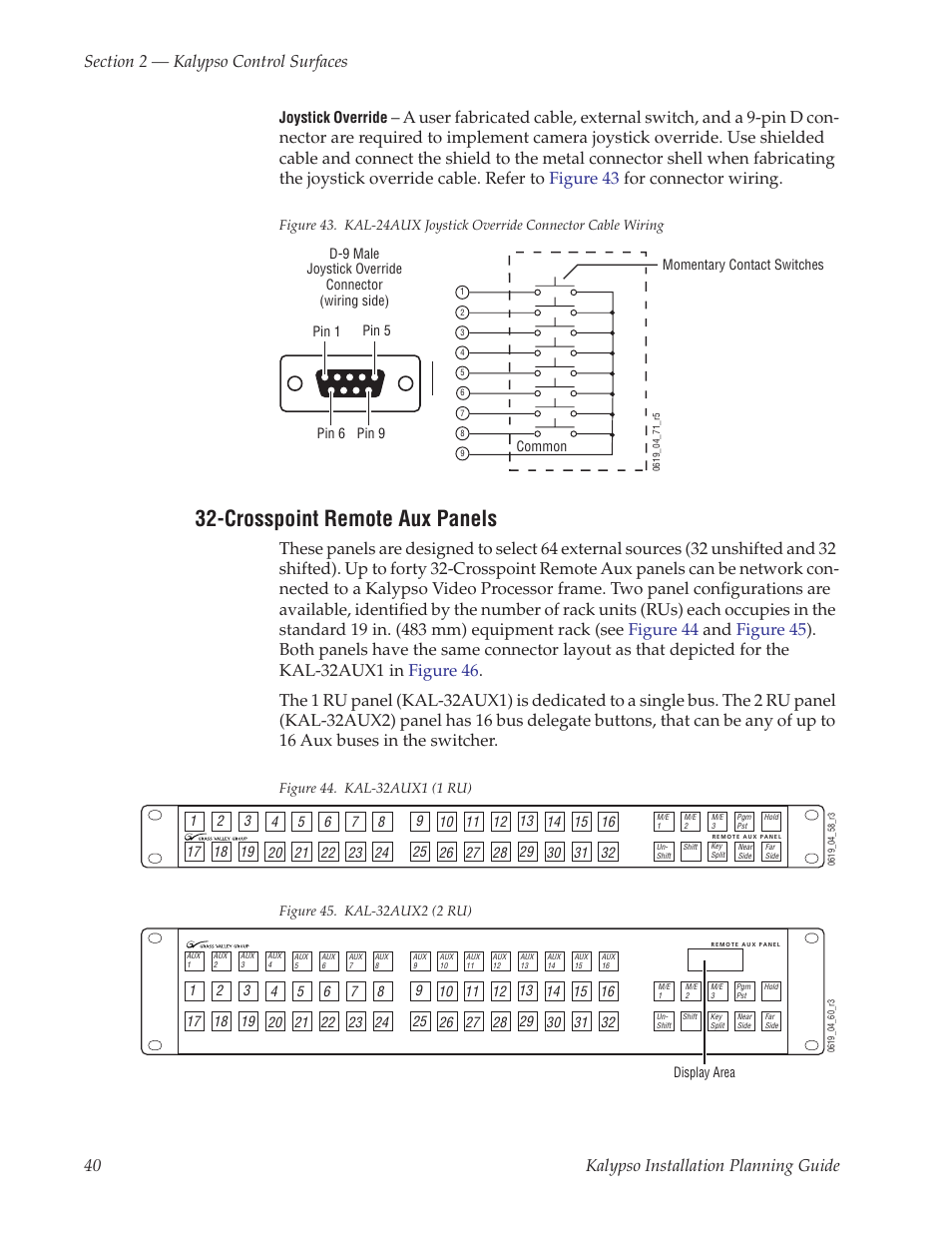 Crosspoint remote aux panels | Grass Valley Kalypso Installation Planning Guide User Manual | Page 40 / 88