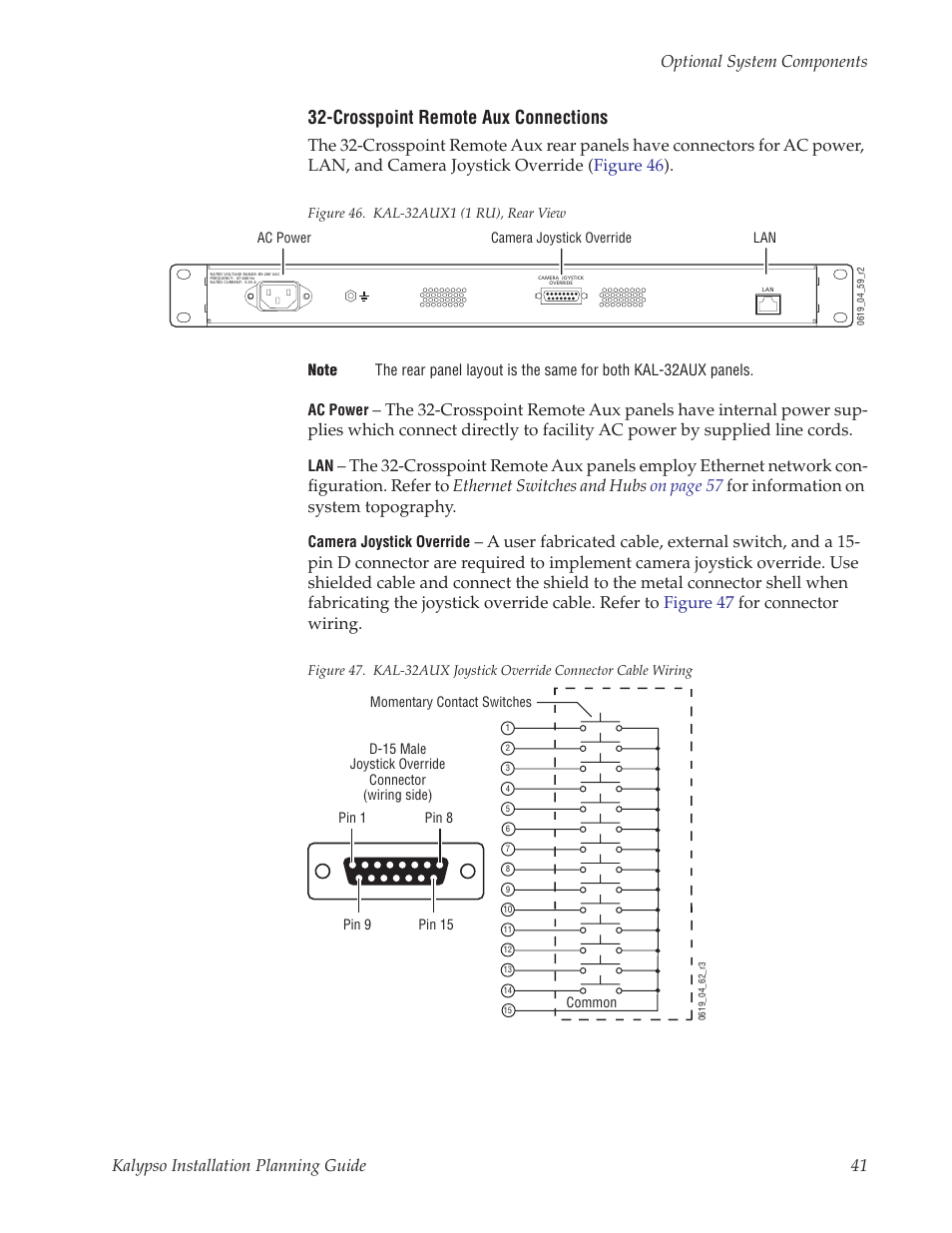 Figure 46, Crosspoint remote aux connections | Grass Valley Kalypso Installation Planning Guide User Manual | Page 41 / 88