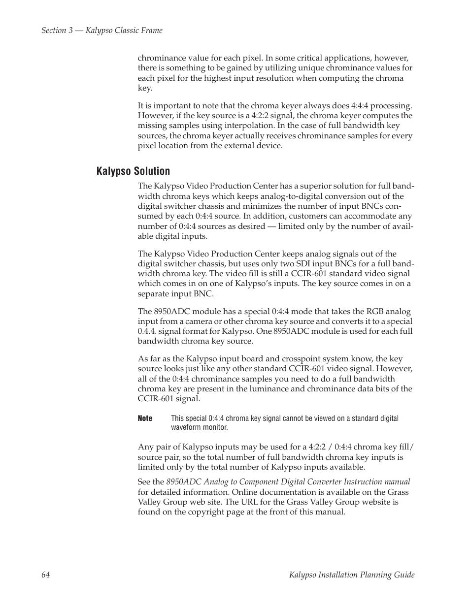 Kalypso solution | Grass Valley Kalypso Installation Planning Guide User Manual | Page 64 / 88