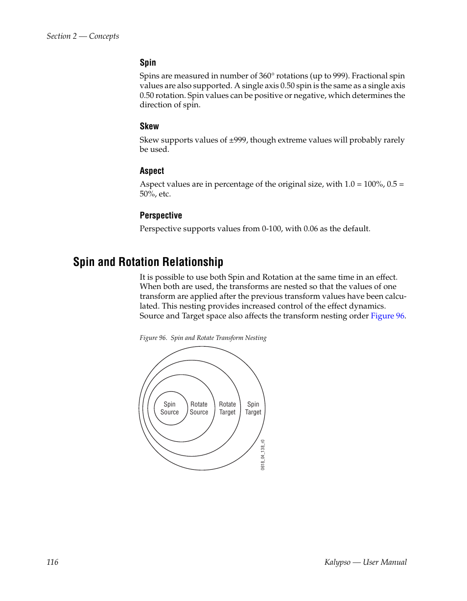 Spin and rotation relationship | Grass Valley Kalypso User Manual V.15.0 User Manual | Page 116 / 470