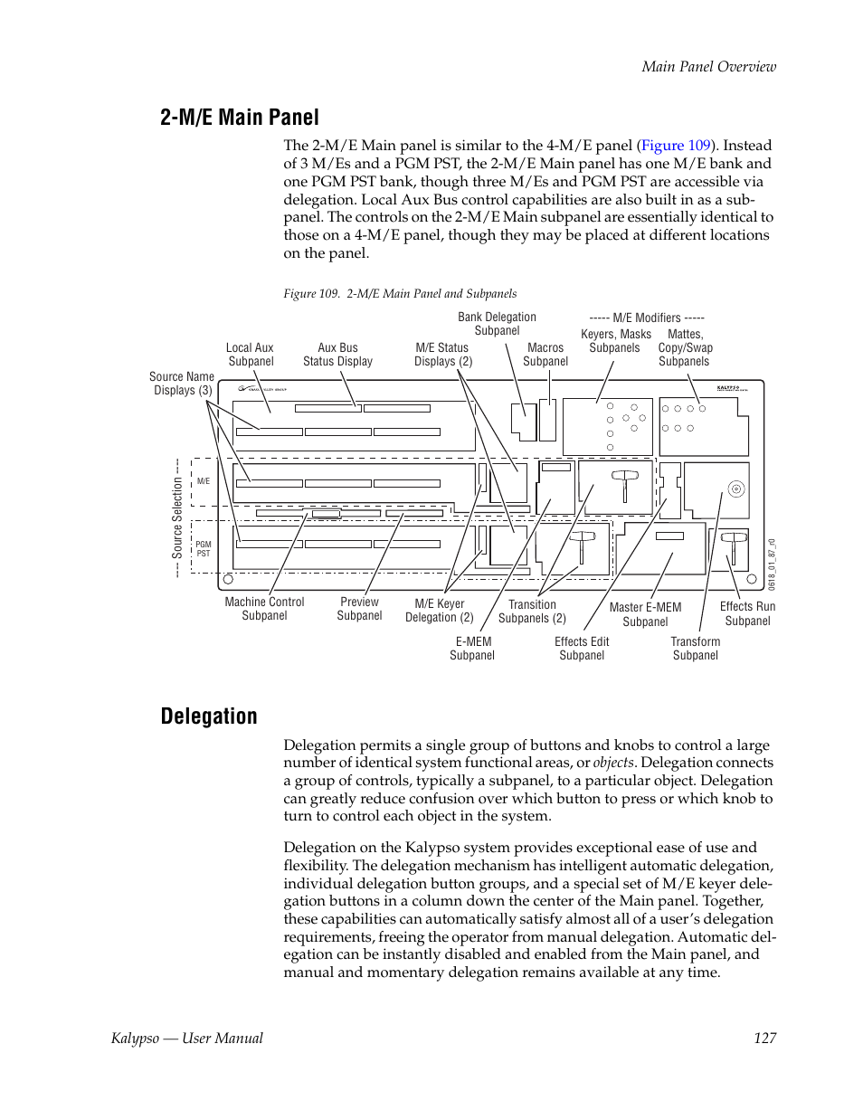 M/e main panel, Delegation | Grass Valley Kalypso User Manual V.15.0 User Manual | Page 127 / 470