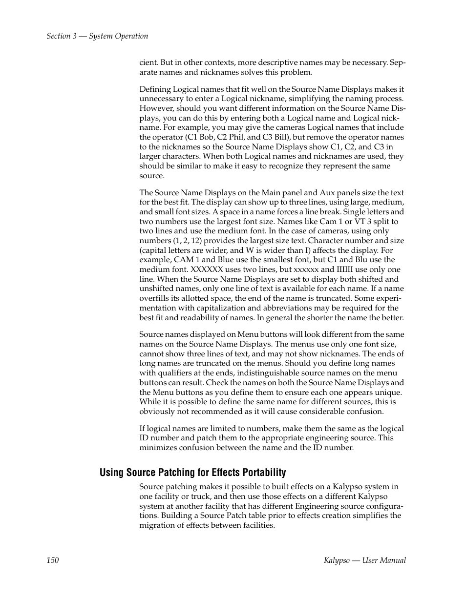 Using source patching for effects portability | Grass Valley Kalypso User Manual V.15.0 User Manual | Page 150 / 470