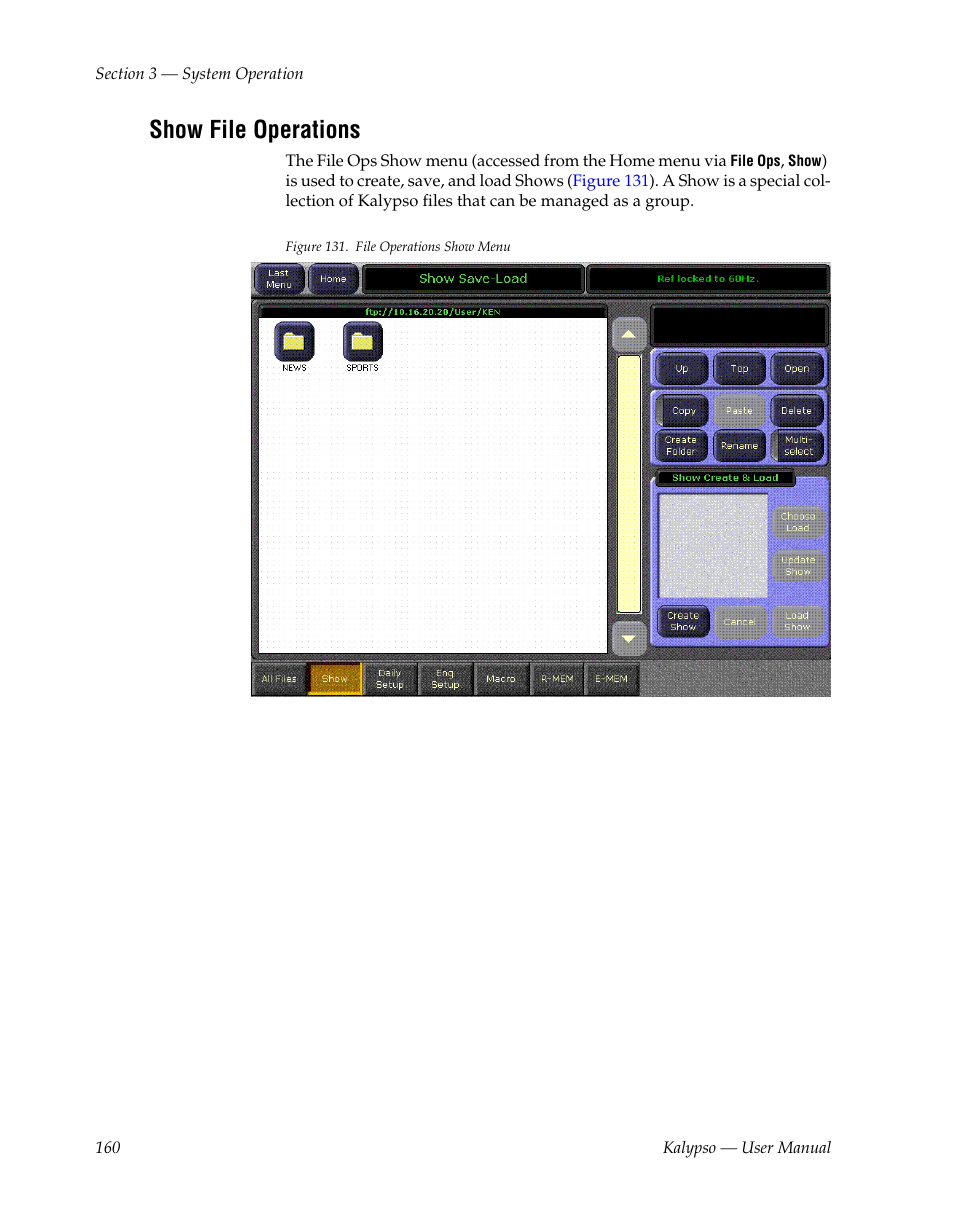 Show file operations | Grass Valley Kalypso User Manual V.15.0 User Manual | Page 160 / 470